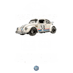 Imagem de um Volkswagen Beetle com o número 53, destacando o icônico design e legado histórico do carro, conhecido por sua engenharia confiável e estilo distinto, com desenhos técnicos ao fundo.