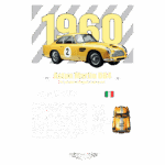 Aston Martin DB4 GT Zagato de 1960, um carro esportivo amarelo com detalhes elegantes, destacando sua forma aerodinâmica e a etiqueta "2" na lateral. A imagem inclui informações sobre sua raridade e design exclusivo da Zagato, mencionando que apenas 20 unidades foram produzidas.