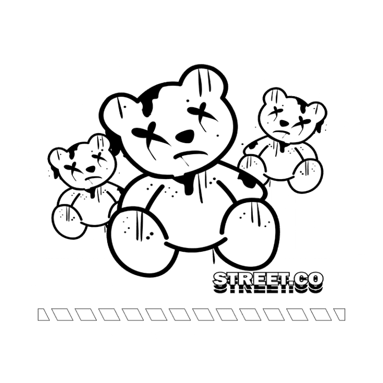 Design de streetwear com ursos de pelúcia expressando tristeza, acompanhado de textos sobre superação e reflexões. Ideal para moda urbana com temática emocional.