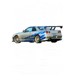 Imagem do Nissan GTR Skyline, um carro icônico de desempenho, com detalhes de design na cor prata e azul. Inclui vistas frontal, traseira e lateral do veículo, destacando suas características esportivas e aerodinâmicas.