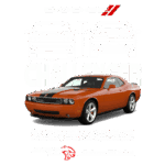 Dodge Challenger Demon em destaque, um carro esportivo poderoso com até 840 cavalos de potência. Imagem com design chamativo e dimensões, ideal para amantes de velocidade e performance.