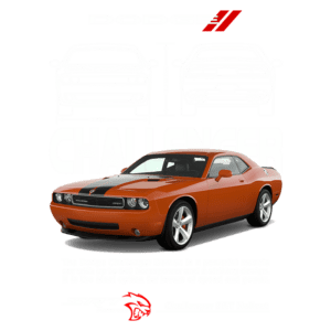 Dodge Challenger Demon em destaque, um carro esportivo poderoso com até 840 cavalos de potência. Imagem com design chamativo e dimensões, ideal para amantes de velocidade e performance.