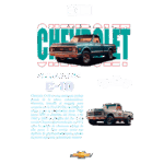 Imagem de uma caminhonete Chevrolet C-10, modelo clássico, destacando seu design icônico e detalhes que refletem a história da marca. O fundo apresenta a logo "Chevrolet" em cores vibrantes, com elementos gráficos relacionados ao modelo. Essa picape é reconhecida por sua robustez e estilo vintage, popular entre colecionadores e entusiastas de automóveis.