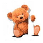 Urso de pelúcia sorridente segurando placas com a palavra "Oi" e a frase "prazer em conhecê-lo", em um fundo verde. Ideal para decoração infantil ou produtos relacionados a crianças.