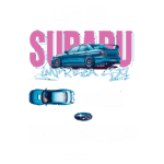 Imagem do Subaru Impreza WRX STI 2001, um carro compacto de alto desempenho, com design esportivo e detalhes técnicos. Apresenta uma cor azul vibrante, spoiler traseiro, e rodas aro grande. Inclui ilustrações das vistas frontal, lateral e traseira do veículo, destacando suas características de design e performance.