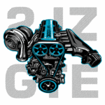 Imagem de um motor turboalimentado 3000 GT, destacando detalhes como turbocompressor, sistema de admissão e polias. Ideal para entusiastas de automóveis e mecânica.