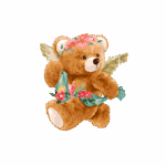 Urso fofo com flores e asas, acompanhado da mensagem "Você é abençoado" em um fundo verde, transmitindo uma mensagem de positividade e autocuidado. Ideal para cartões e presentes motivacionais.