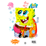 Imagem colorida do personagem Bob Esponja, sorrindo e segurando um objeto, com bolhas de água, água-viva e elementos marinhos ao fundo, destacando o abacaxi que é sua casa. Logotipo da Nickelodeon no canto inferior.