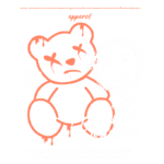 Imagem de um urso de pelúcia estilizado em arte urbana, com expressões de tristeza e felicidade, acompanhada da frase "Seja Você Mesmo". O design é voltado para moda streetwear, transmitindo uma mensagem de autenticidade e autoaceitação.