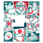 Ilustração de "Mário Theft Auto" com personagens icônicos do universo Nintendo, incluindo Mario, Luigi, Princesa Peach e Toad. O design é colorido, apresentando elementos de jogabilidade e referências cômicas, com um toque de estilo retrô. Ideal para fãs de jogos e cultura pop.