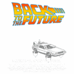 Imagem da máquina do tempo DeLorean do filme "De Volta para o Futuro", destacando seu design icônico e elementos técnicos. O veículo é conhecido por sua capacidade de viajar no tempo quando atinge 88 mph.