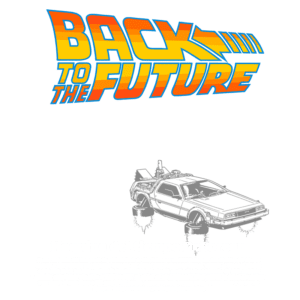 Imagem da máquina do tempo DeLorean do filme "De Volta para o Futuro", destacando seu design icônico e elementos técnicos. O veículo é conhecido por sua capacidade de viajar no tempo quando atinge 88 mph.