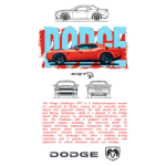 Imagem do Dodge Challenger SRT, um carro esportivo de alta performance, destacado por seu design agressivo e motor potente. A imagem apresenta o carro na cor laranja, com ilustrações em diferentes ângulos e o logo da Dodge. Ideal para entusiastas de carros e amantes de muscle cars americanos.