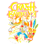 Imagem do personagem Crash Bandicoot, com expressão animada e vestindo um colete, acompanhado de uma máscara tribal e elementos coloridos. O título "CRASH BANDICOOT" está destacado em letras grandes e vibrantes.