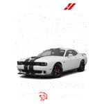Imagem do Dodge Challenger SRT Hellcat, um carro esportivo potente com até 840 cavalos de potência. O design impressionante e as dimensões destacam sua performance, ideal para amantes de velocidade e potência.
