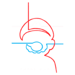 Ilustração estilizada do personagem Super Mario, com linhas coloridas em vermelho e azul, destacando o chapéu e o rosto, acompanhada do texto "Super Mario" na parte inferior. Ideal para fãs de jogos e cultura pop.