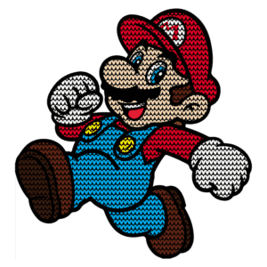 Imagem do personagem Mario, famoso protagonista dos jogos da Nintendo, vestindo um macacão azul e camiseta vermelha, enquanto corre com um sorriso no rosto.