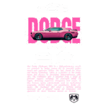 Imagem do Dodge Challenger SRT, um carro muscle de alto desempenho, destacado por sua cor rosa vibrante, design agressivo e motorização potente. O texto menciona a tecnologia SRT, que enfatiza a performance e a herança do muscle car americano.