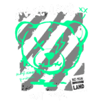 Ilustração de um urso estilizado com traços em verde neon, acompanhada da frase "Make Love not War" e a inscrição "Always Keep Positive". O fundo apresenta listras cinzas, criando um contraste vibrante e moderno. Ideal para transmitir mensagens de paz e positividade.