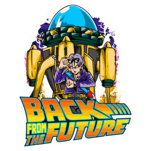 Personagem icônico da série "De Volta para o Futuro" com uma mochila a jato, em uma pose dinâmica, rodeado por efeitos elétricos coloridos e o título em destaque.