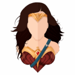 Ilustração estilizada da Mulher-Maravilha, apresentando seu icônico traje vermelho e dourado, com tiara e cabelo solto. Ideal para conteúdos sobre quadrinhos, super-heróis e cultura pop.