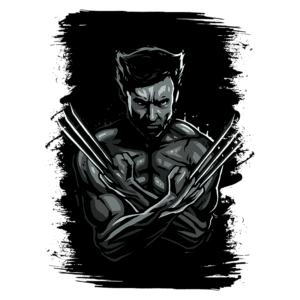 Ilustração estilizada de um personagem masculino com garras, em pose de combate, com um fundo escuro. A imagem destaca os músculos e a expressão intensa, evocando força e determinação.