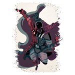 Imagem ilustrativa do personagem Darth Vader, famoso vilão da saga Star Wars, com expressão intensa, vestido em seu traje icônico com capa esvoaçante e empunhando um sabre de luz, transmitindo uma sensação de poder e dinamismo. Ideal para fãs de ficção científica e cultura pop.