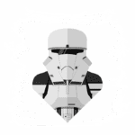 Imagem de um soldado de elite com armadura branca, inspirado em personagens de ficção científica, destacando detalhes do capacete e da roupa. Ideal para temas relacionados a filmes, jogos ou cultura pop.