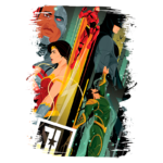 Ilustração colorida de super-heróis, incluindo Mulher-Maravilha, Batman, Ciborgue, Flash e Aquaman, em um design dinâmico e moderno, destacando suas habilidades e trajes icônicos.