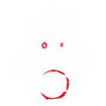 Imagem do logo de "Demon Slayer", apresentando uma personagem dividida ao meio, com um lado mostrando um rosto normal e o outro lado com características de demônio, como pele danificada e olhos vermelhos. O título "DEMON SLAYER" está destacado embaixo, com um círculo vermelho ao redor.