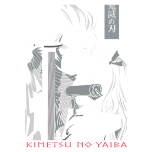 Imagem de personagens do anime "Kimetsu no Yaiba", mostrando um jovem segurando uma espada enquanto protege uma jovem. A cena transmite emoção e intensidade, refletindo os temas de luta e proteção da série.