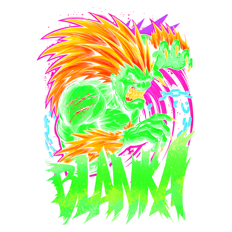 Ilustração de um monstro verde com cabelos laranja e espinhosos, exibindo uma expressão feroz enquanto levanta a mão. O fundo colorido e vibrante destaca o personagem, que parece estar em movimento, transmitindo energia e dinamismo. Ideal para temas de fantasia ou jogos de vídeo.