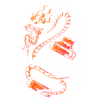 Ilustração de uma serpente envolta em garrafas de uísque, com detalhes em laranja e branco, simbolizando a linha de bebida "Right Side Bra" e evocando um tema de bar estilizado.