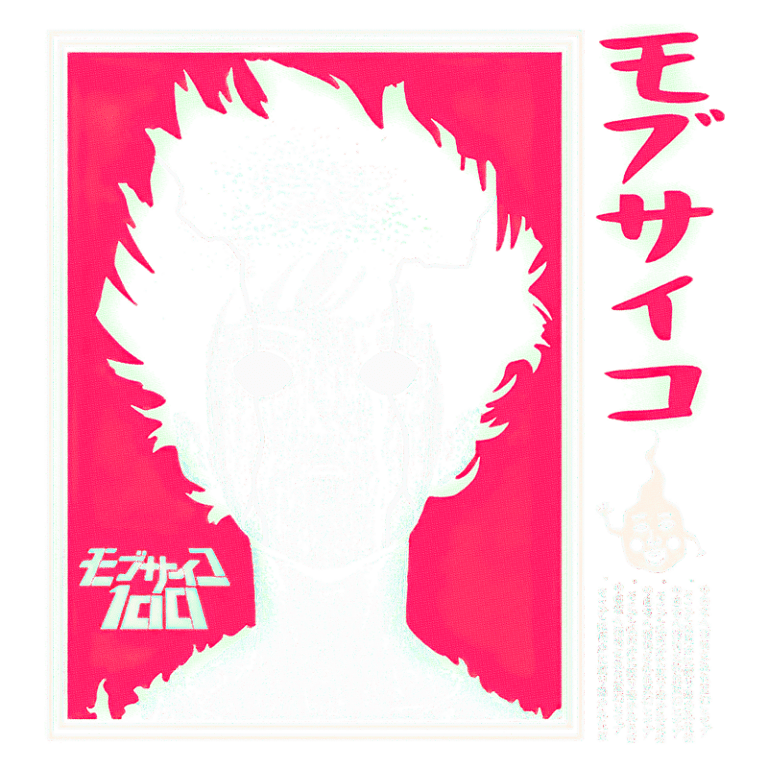 Capa do anime "Mob Psycho 100", apresentando um personagem com cabelo estilizado e expressão intensa, cercado por cores vibrantes e efeitos visuais, além de elementos gráficos que destacam o título e informações adicionais.