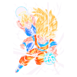 Imagem icônica de personagens de anime, mostrando dois Saiyajins com cabelos loiros e longos. Um personagem está executando um ataque poderoso com uma esfera de energia, enquanto o outro se prepara para ajudar. Fundo colorido e dinâmico denota ação e movimento, representando o mundo dos guerreiros superpoderosos.