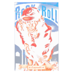 Ilustração estilizada de um músico de rock tocando guitarra, com um fundo que destaca a frase "Rock 'n' Roll". A arte enfatiza a energia do rock, com cores vibrantes e um toque retro. A palavra "Legends" está visivelmente inserida na parte inferior da imagem.