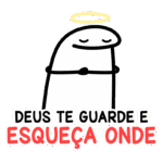 Ilustração de um personagem com auréola, abraçando-se, com a frase "Deus te guarde e esqueça onde", transmitindo uma mensagem de proteção e carinho. Ideal para posts sobre fé e positividade.