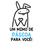 Coelhinho fofo segurando as mãos em forma de coração, com a frase "Um mimo de Páscoa para você!" em destaque, perfeita para comemorações pascais e mensagens carinhosas.