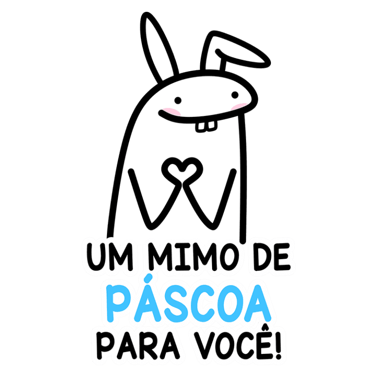 Coelhinho fofo segurando as mãos em forma de coração, com a frase "Um mimo de Páscoa para você!" em destaque, perfeita para comemorações pascais e mensagens carinhosas.