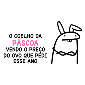 Coelho da Páscoa preocupado com o preço do ovo de chocolate que pediu. Ilustração divertida em estilo cartoon.