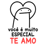 Ilustração de um personagem com um coração ao fundo, acompanhado da frase "você é muito especial TE AMO", transmitindo uma mensagem de amor e valorização. Ideal para expressar carinho em cartões ou redes sociais.