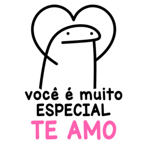 Personagem em estilo cartoon expressando amor, com uma mensagem que diz "você é muito especial TE AMO" e um coração acima dele, ideal para expressar carinho e gratidão.