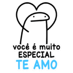 Ilustração de um personagem com a frase "você é muito especial TE AMO", cercado por um coração, transmitindo uma mensagem de amor e carinho. Ideal para expressar afeto em cartões ou redes sociais.