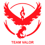 Logo do Team Valor, apresentando uma ave mítica em vermelho, simbolizando força e determinação, com o nome "TEAM VALOR" em destaque na parte inferior.