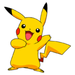 Pikachu, o famoso Pokémon amarelo, sorrindo e com os braços abertos, destacando suas orelhas pontudas e cauda em forma de raio.