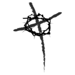 Imagem de uma cruz estilizada feita de espinhos, simbolizando a crucificação e a dor. Ideal para temas religiosos e reflexões sobre sacrifício.