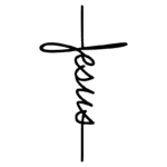 Imagem de uma cruz com a palavra "Jesus" estilizada, simbolizando a fé cristã e a espiritualidade. Ideal para temas religiosos e de adoração.