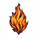 Imagem com uma chama estilizada em tons de laranja e amarelo, acompanhada do texto "E todos foram cheios" e "Atos 2" em letras brancas. A arte representa um tema de espiritualidade e fervor, evocando a passagem bíblica do Pentecostes.