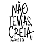 Texto em destaque com a frase "Não temas, creia" e a referência bíblica Marcos 5:36, em um estilo tipográfico moderno e impactante. Ideal para inspirar fé e encorajamento.