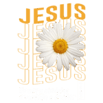 Imagem com a palavra "Jesus" em destaque, acompanhada de uma flor margarida branca. O texto inclui a citação "Eu sou o caminho, a verdade e a vida" de João 14:6, refletindo uma mensagem de fé e esperança. Ideal para conteúdos religiosos e motivacionais.